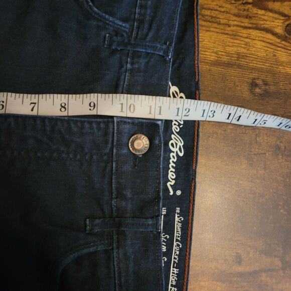 Eddie Bauer Jeans Size 14 Slightly Curvy Hi Rise Slim Straight Tummy Control - Picture 9 of 11